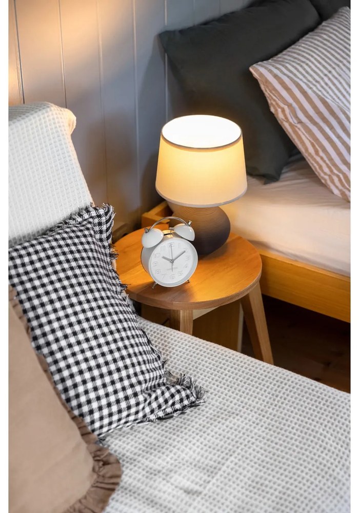 Ciemnobrązowa lampa stołowa z ceramiki i tkaniny Trio Martin, wys. 29 cm