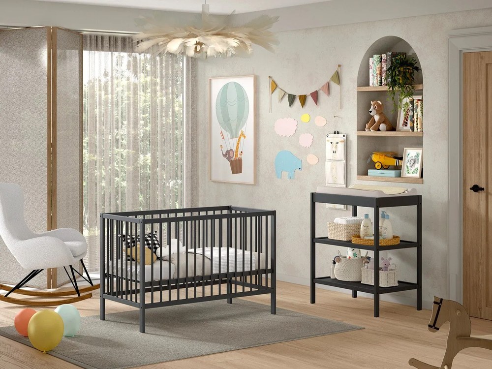 Antracytowy przewijak z litego drewna bukowego Dino – Vipack