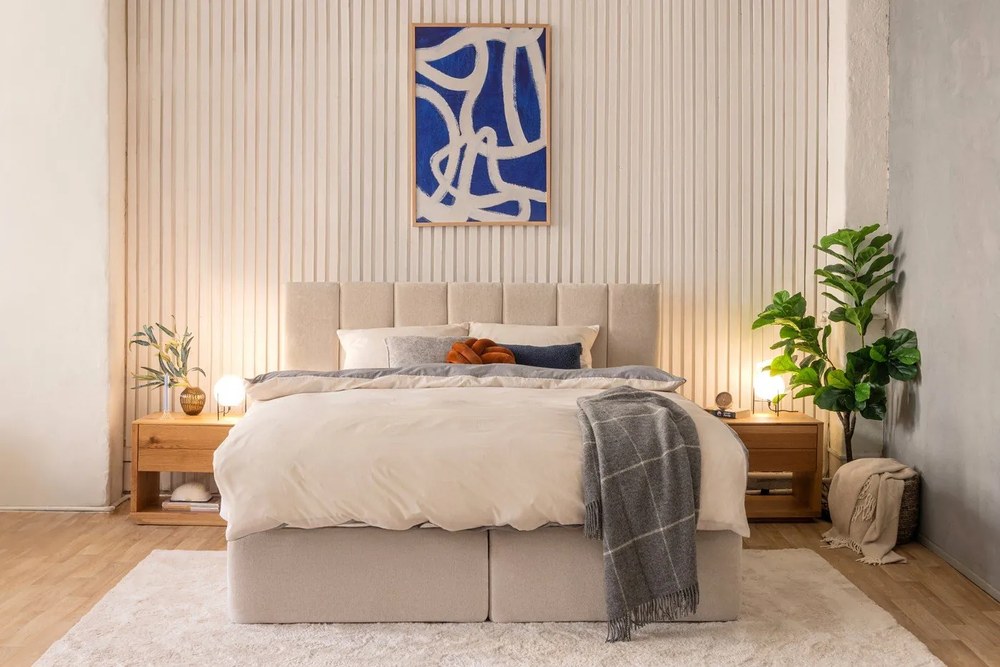 Szaro-beżowa pościel dwuosobowa z bawełny renforcé z prześcieradłem 4-częściowa 200x220 cm – Mila Home