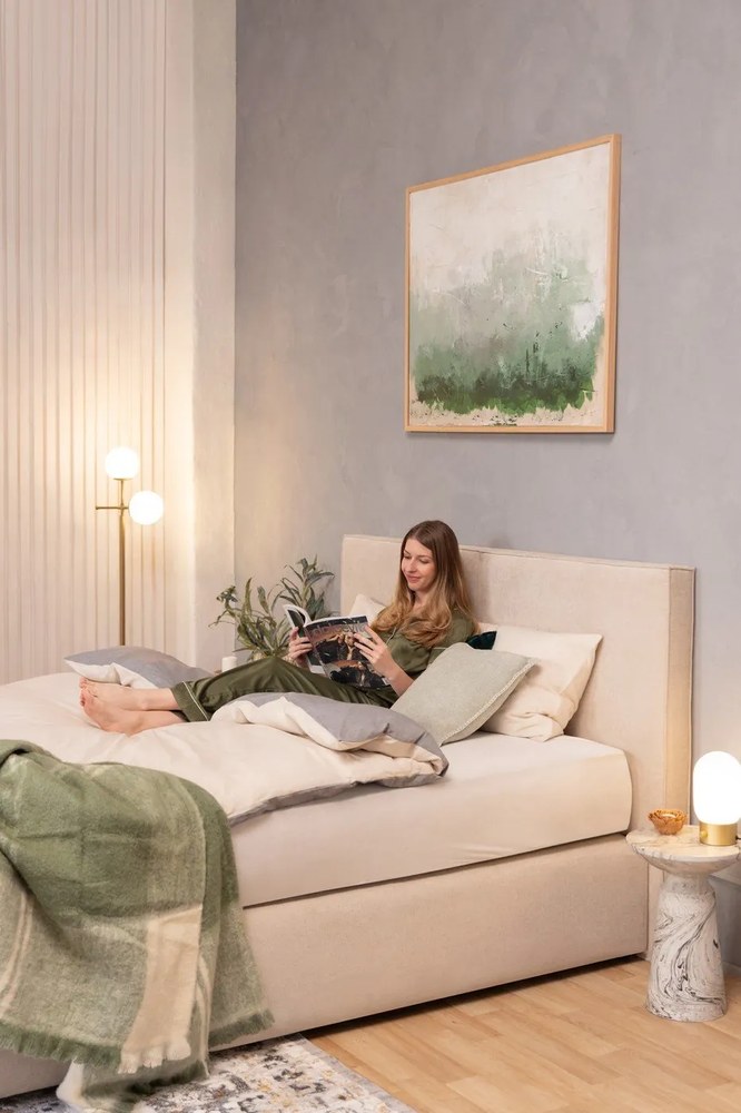 Szaro-beżowa pościel dwuosobowa z bawełny renforcé z prześcieradłem 4-częściowa 200x220 cm – Mila Home