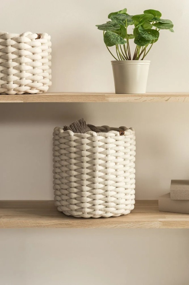 Tekstylny koszyk ø 25x25 cm Peach Skin Round M – Bigso