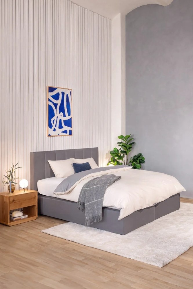 Szaro-beżowa pościel dwuosobowa z bawełny renforcé z prześcieradłem 4-częściowa 200x220 cm – Mila Home