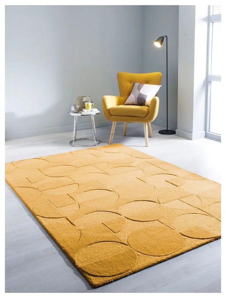 Żółty wełniany dywan Flair Rugs Gigi, 120x170 cm