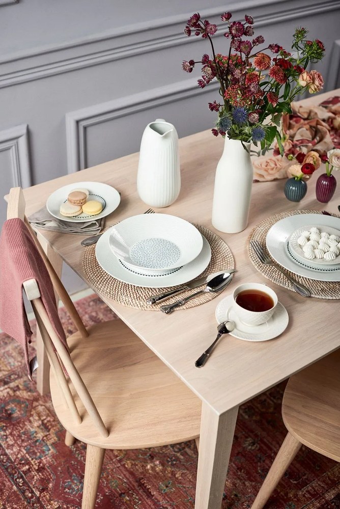 Biała rattanowa mata stołowa Tiseco Home Studio, ⌀ 36 cm