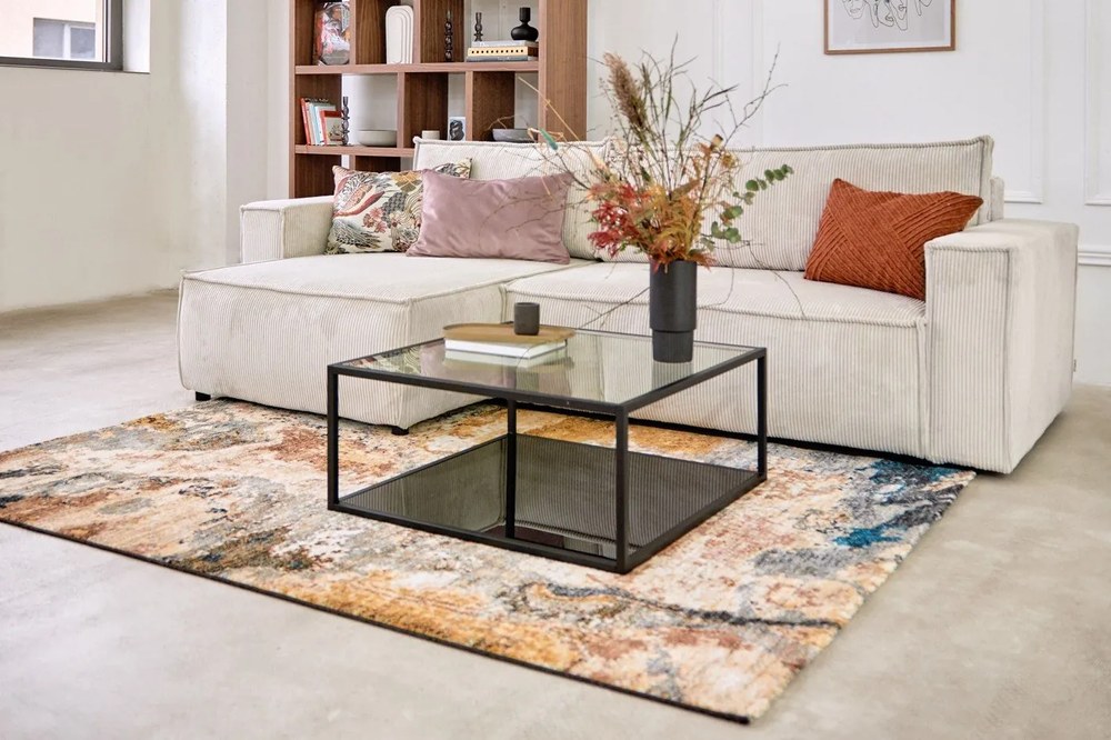 Białobeżowy sztruksowy rozkładany narożnik (strona zmienna) Nihad – Bobochic Paris