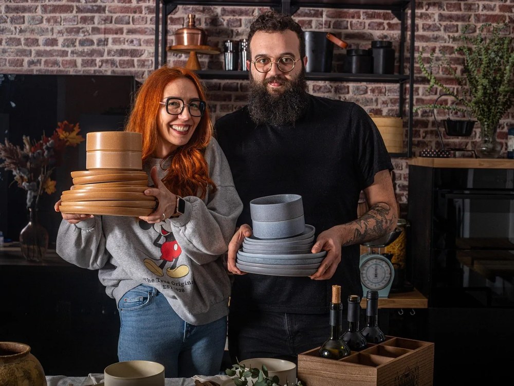 18-częściowy zestaw szarych naczyń z kamionki Bonami Selection Malia