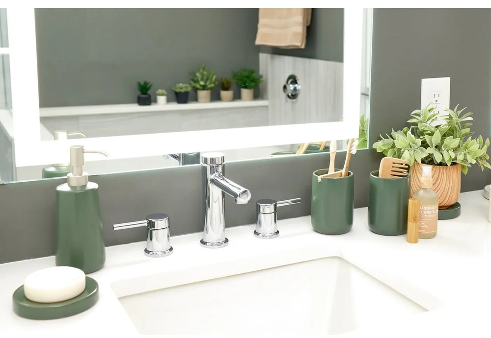 Zielony ceramiczny dozownik do mydła iDesign Eco Vanity