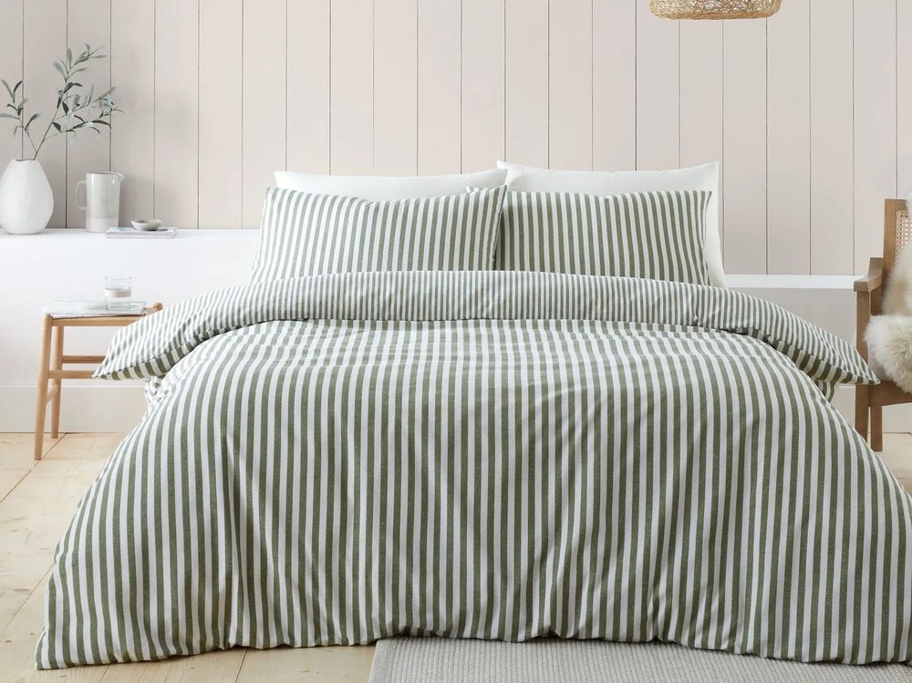 Zielona flanelowa pościel jednoosobowa 135x200 cm – Catherine Lansfield