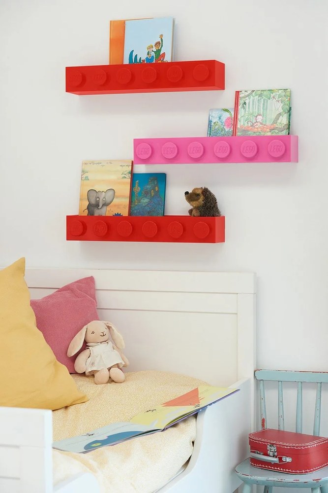 Dziecięca czerwona półka ścienna LEGO® Sleek