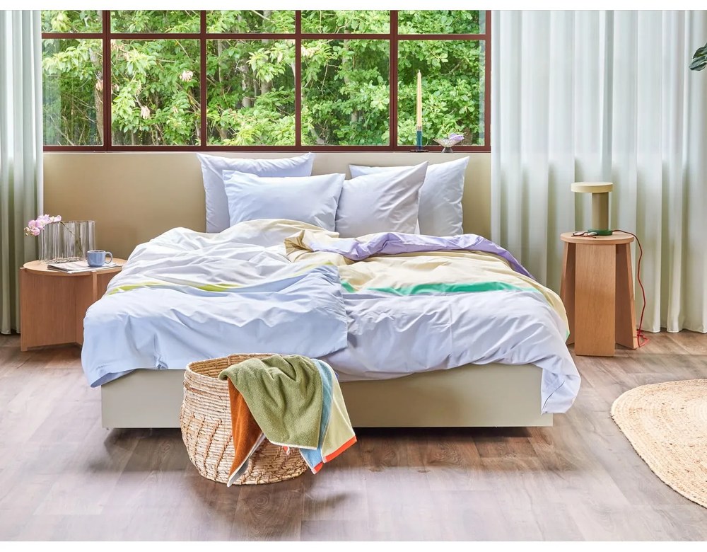 Niebieski bawełniany ręcznik kąpielowy frotte 70x140 cm Block – Hübsch