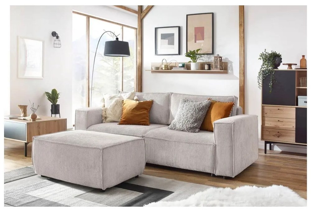 Beżowa sztruksowa rozkładana sofa 245 cm Nihad – Bobochic Paris