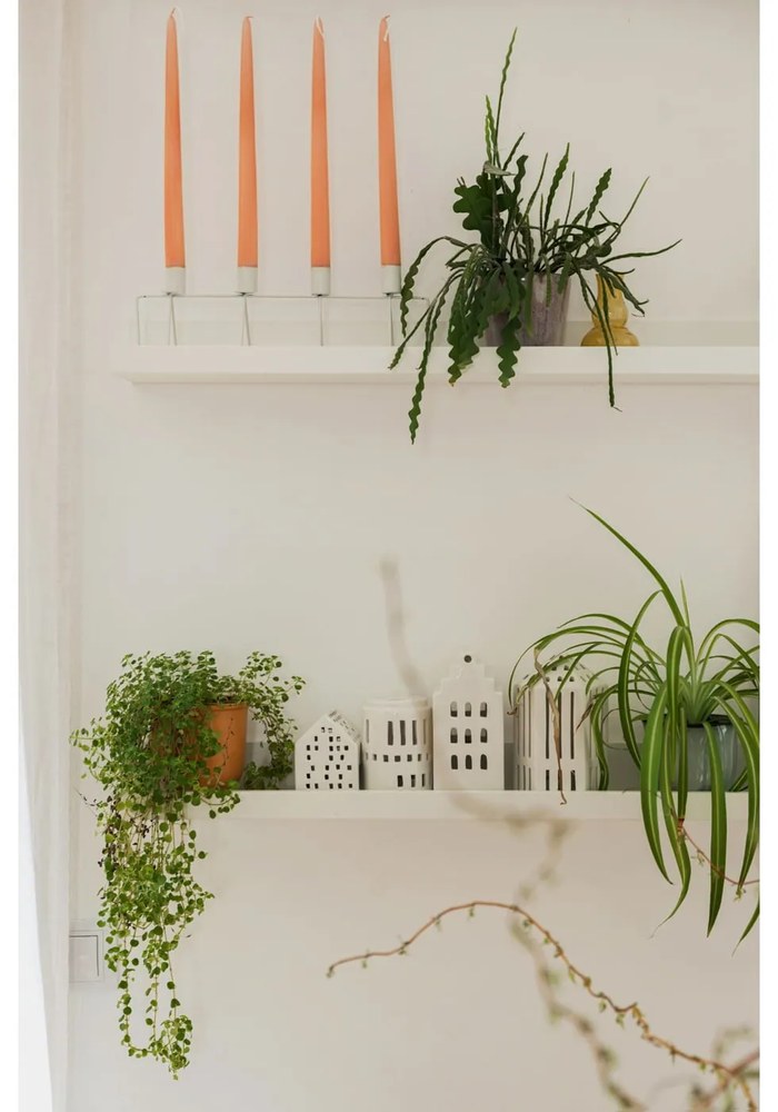 Biały świecznik na 4 świece PT LIVING, dł. 40 cm