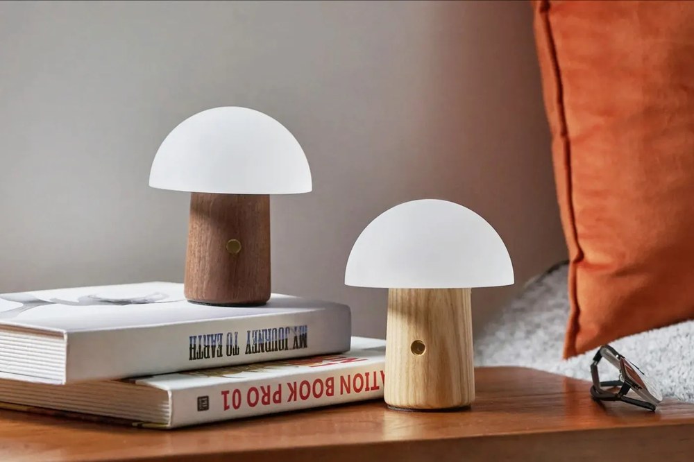 Naturalna lampa stołowa ze ściemniaczem i szklanym kloszem (wys. 13 cm) Alice – Gingko