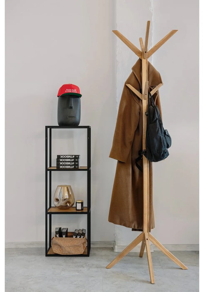 Czarno-naturalny regał ścienny w dekorze dębu 37x108 cm Seaford – Actona