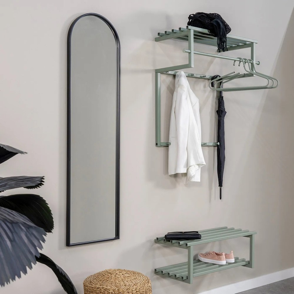 Szarozielony metalowy wieszak ścienny z półką 76 cm Rizzoli – Spinder Design