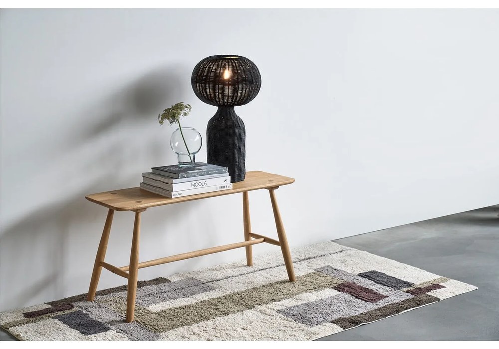 Czarna lampa stołowa z rattanowym kloszem (wysokość 43 cm) Werna – Villa Collection