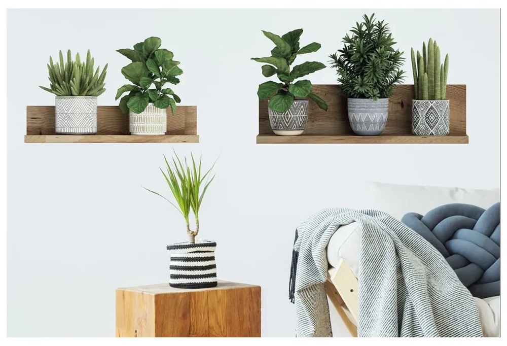 Naklejka na ścianę 60x35 cm 3D effect Green Plants – Ambiance