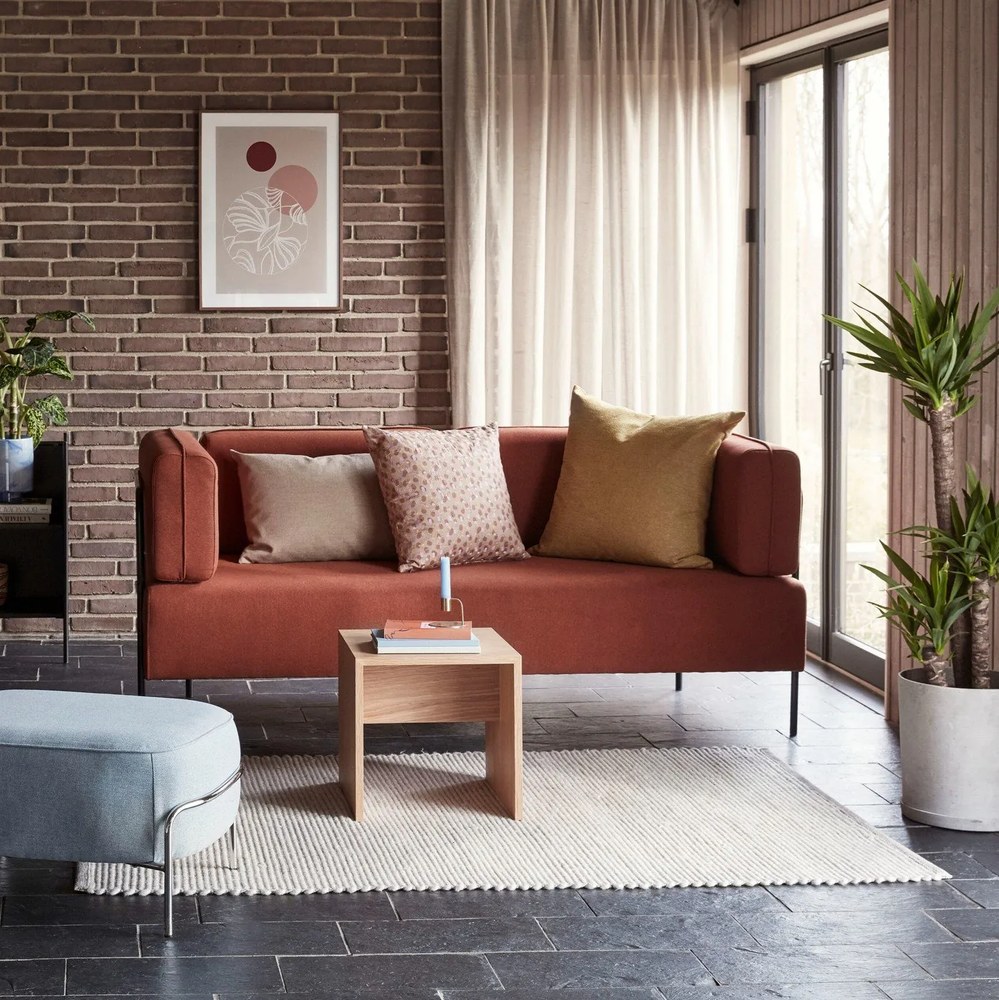 Beżowo-różowa bawełniana poduszka Hübsch Spot, 50x50 cm