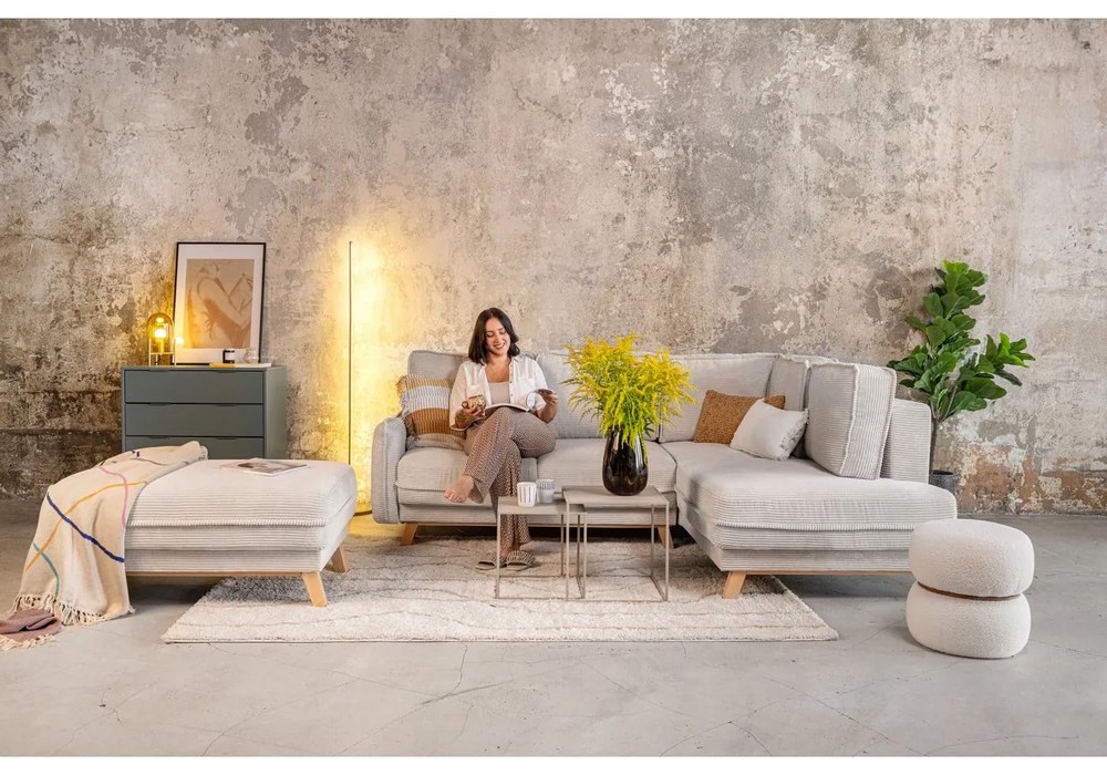 Biały puf z materiału bouclé Milford – House Nordic