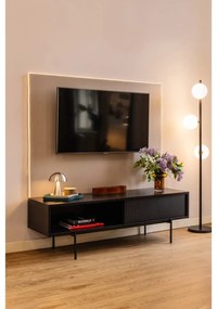 Czarna szafka pod TV w dekorze jesionu 140x45 cm Angus – Actona