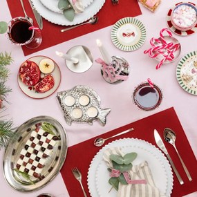 Biały kamionkowy talerz deserowy ze świątecznym motywem ø 16 cm Yule – Bloomingville