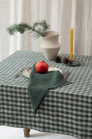 Lniany obrus 140x200 cm Forest Green Gingham – Linen Tales