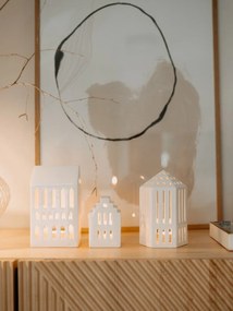 Biały ceramiczny lampion Kähler Design Long Church, wys. 10 cm