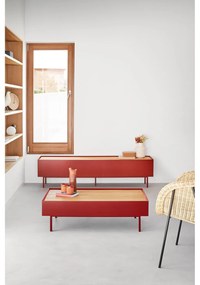 Czerwona szafka pod TV w dekorze dębu 180x45 cm Arista – Teulat