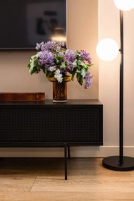 Czarna szafka pod TV w dekorze jesionu 140x45 cm Angus – Actona