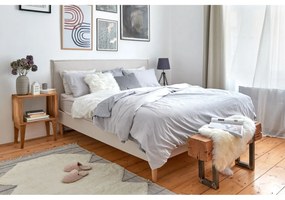 Beżowe tapicerowane łóżko dwuosobowe ze stelażem 160x200 cm Sary – Bobochic Paris