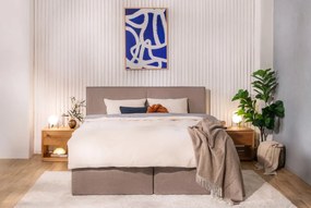 Szaro-beżowa pościel dwuosobowa z bawełny renforcé z prześcieradłem 4-częściowa 200x220 cm – Mila Home