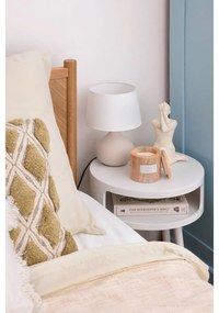 Biało-brązowa lampa stołowa z ceramiki i tkaniny Trio Martin, wys. 29 cm