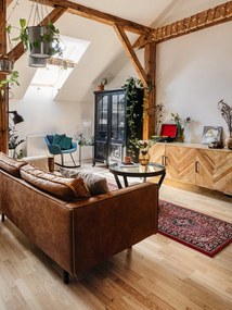 Jasnobrązowa sofa ze sztucznej skóry Scandic Rate