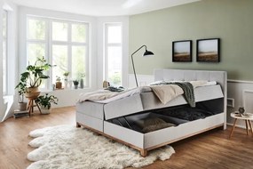 Jasnoszare łóżko boxspring ze schowkiem 180x200 cm Catania − Meise Möbel