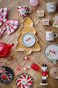 Biały kamionkowy talerz deserowy ze świątecznym motywem ø 16 cm Yule – Bloomingville