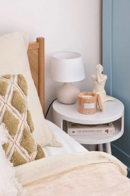 Biało-brązowa lampa stołowa z ceramiki i tkaniny Reality Martin, wys. 29 cm