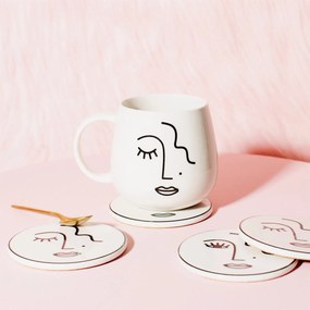 Biały porcelanowy kubek kubek Sass &amp; Belle Abstract Face