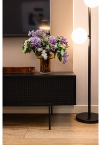 Czarna szafka pod TV w dekorze jesionu 140x45 cm Angus – Actona