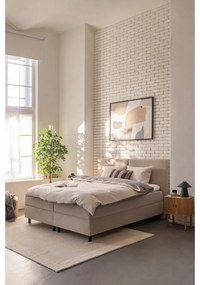 Szaro-beżowa pościel dwuosobowa z bawełny renforcé z prześcieradłem 4-częściowa 200x220 cm – Mila Home