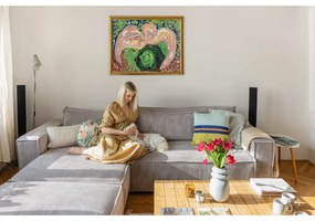 Jasnoszary sztruksowy rozkładany narożnik (strona zmienna) Nihad – Bobochic Paris