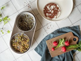 12-częściowy zestaw kremowych naczyń z kamionki Bonami Selection Malia