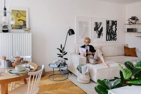 Białobeżowy sztruksowy rozkładany narożnik (strona zmienna) Nihad – Bobochic Paris