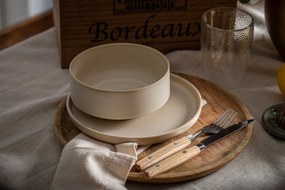 12-częściowy zestaw kremowych naczyń z kamionki Bonami Selection Malia