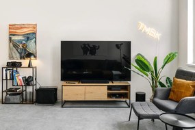 Czarno-naturalny regał ścienny w dekorze dębu 75x91 cm Seaford – Actona