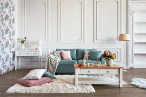 Biały stolik z drewna sosnowego z naturalnym blatem Støraa Inda