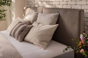 Szare tapicerowane łóżko dwuosobowe ze schowkiem i stelażem 180x200 cm Thessa Bold – Bonami Selection