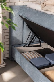 Niebieskie łóżko kontynentalne ze schowkiem 180x200 cm Elva Bold Line – Bonami Selection