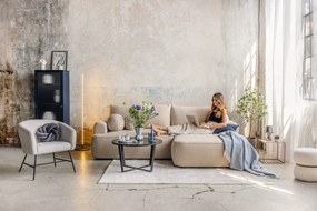 Beżowy rozkładany narożnik z materiału bouclé (prawostronny) Quinoa – Bonami Selection