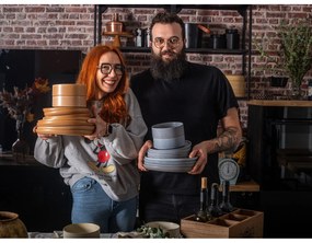 18-częściowy zestaw szarych naczyń z kamionki Bonami Selection Malia