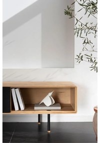 Czarno-naturalna szafka pod TV z litego drewna dębowego 160x48 cm Fina – Gazzda